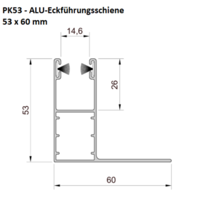 PK53 - ALU-MINI-Eckführungsschiene 53 x 60 mm