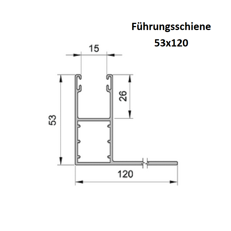 PK53 - Alu-Eckführungsschie 53x120 mm – Bürstendichtung