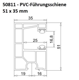 EXTE 50811 - PVC-MAXI-Führungsschiene 51 x 35 mm