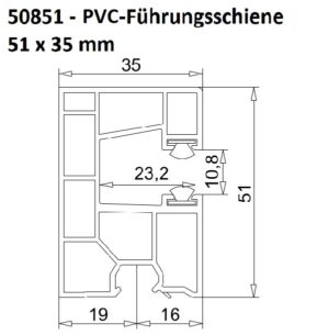 EXTE 50851 - PVC-MINI-Führungsschiene 35 x 51 mm