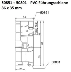 EXTE 50851+50801 - PVC-MNI-Führungsschiene 86 x 35 mm