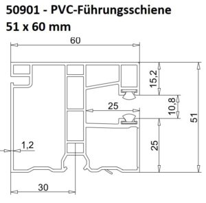 EXTE 50901 - PVC-MINI-Führungsschiene 51 x 60 mm