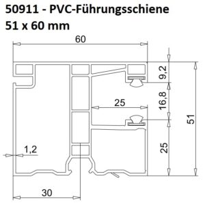 EXTE 50911 - PVC-MAXI-Führungsschiene 51 x 60 mm