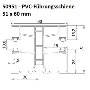 EXTE 50951 - PVC-MINI-Führungsschiene 51 x 60 mm