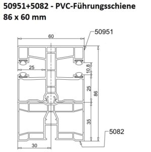 EXTE 50951+5082 - PVC-MNI-Führungsschiene 86 x 60 mm