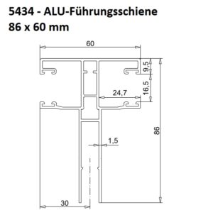 EXTE 5434 - ALU-MAXI/MINI-Führungsschiene 86 x 60 mm