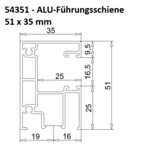 EXTE 54351 - ALU-MAXI/MINI-Führungsschiene 51 x 35 mm